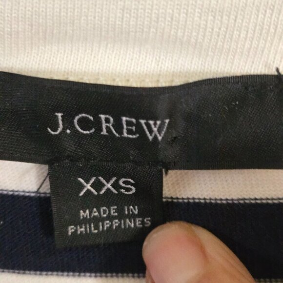 J. Crew Knit Navy Striped Midi Dress Spring 2022 Sustainable Cotton Size XXS - Picture 5 of 7